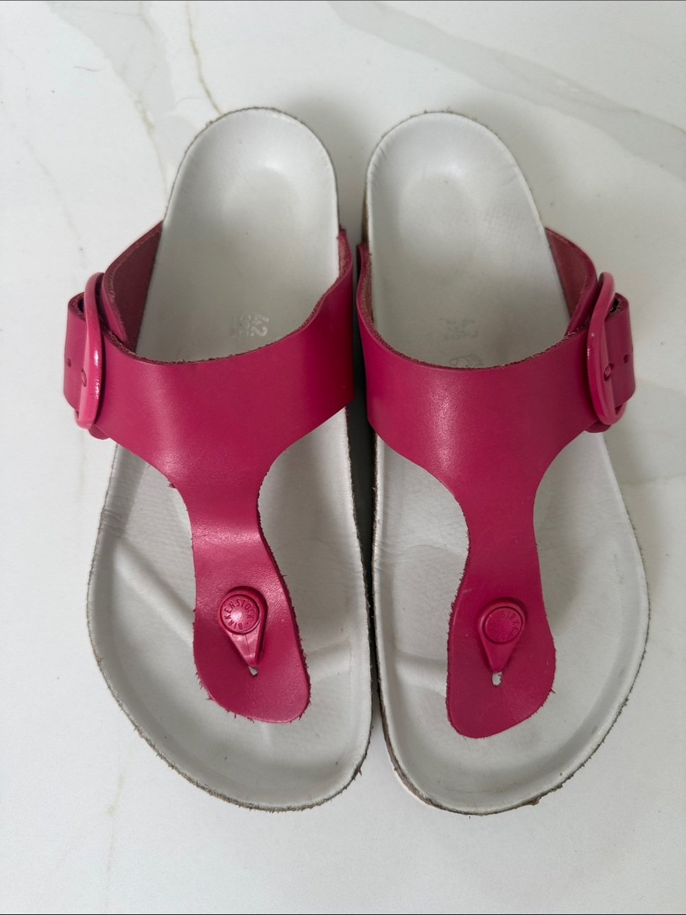 Birkenstock Gizeh leather Pink Thong Sandals big Buckle tulip 11 42 R
